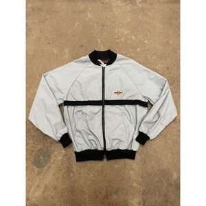 VINTAGE MOEWS Jacket Mens Large Gray Bomber Zip Up Made in USA Union Made 80s